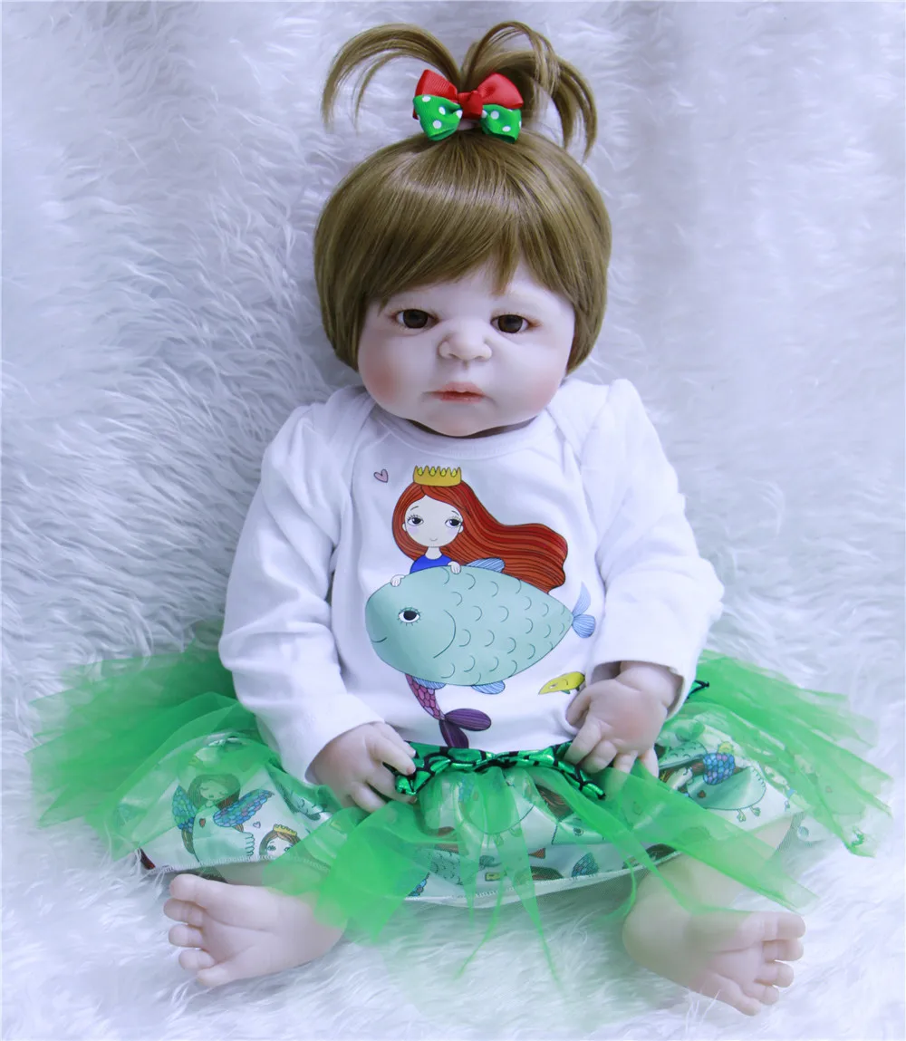 57CM 23 Inch Reborn Dolls Realistic Full Silicone Baby Bebe Newborn Girl Doll Princess Toddler Toy Gift