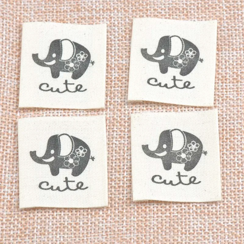 2017 Stock clothing label tags Elephant Woven tagging labels for Clothing Shoes Bags Washable Garment Tags 30x37mm50pcs cp1535