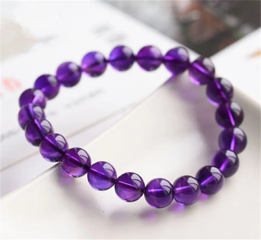 

Natural Purple Amethyst Crystal Women Bracelet Stretch Round Beads Bracelet 8mm 9mm 10mm 11mm AAAAAA