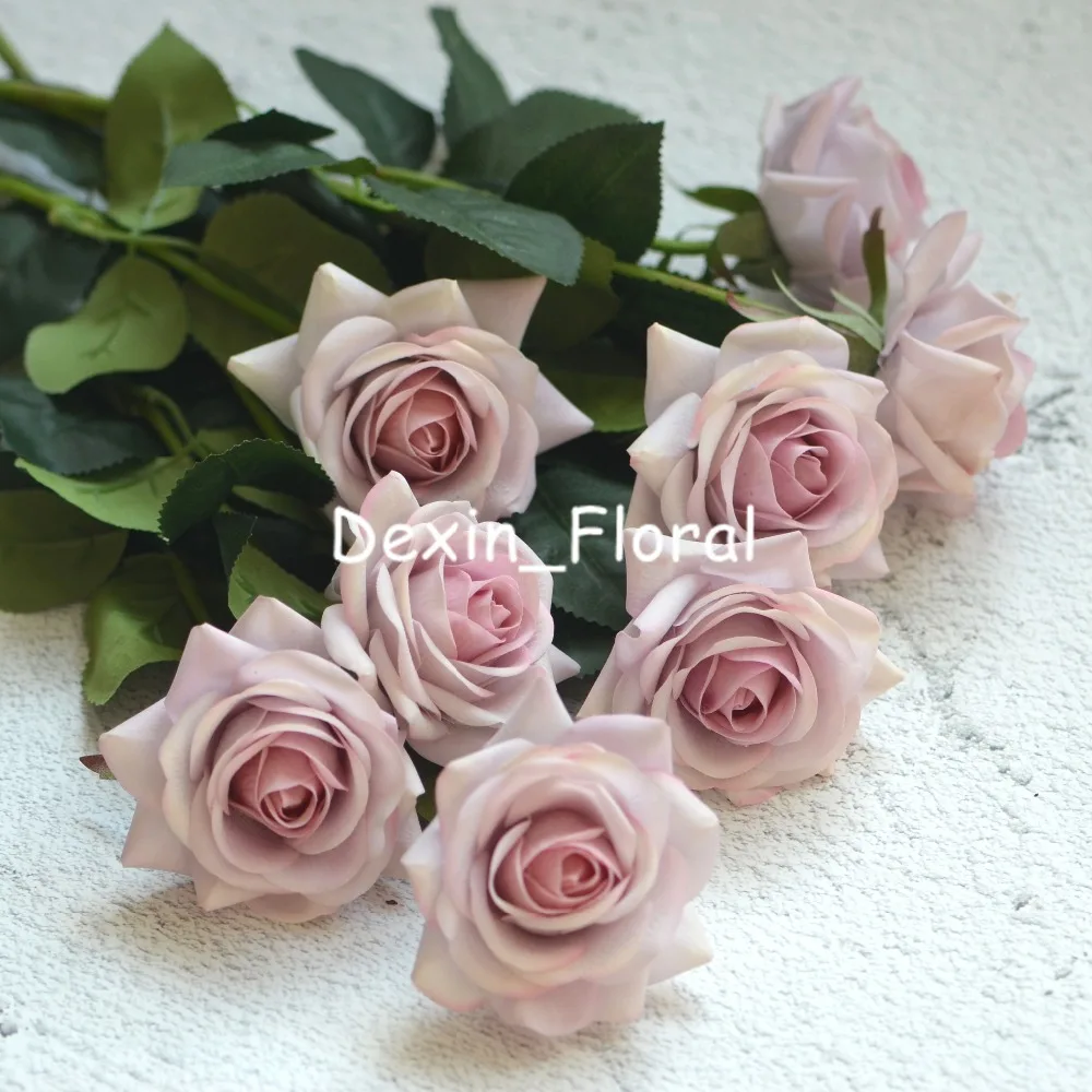 Pale Mauve Real Touch Silk Roses DIY Silk Bridal Bouquets Wedding Centerpieces Home Flowers