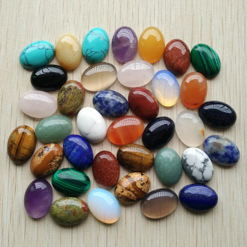 Perles de cabine ovales mélangées en pierre naturelle à la mode, pour bijoux et accessoires de vêtements, 13x18mm, vente en gros, 30 pièces/lot, expédition rapide