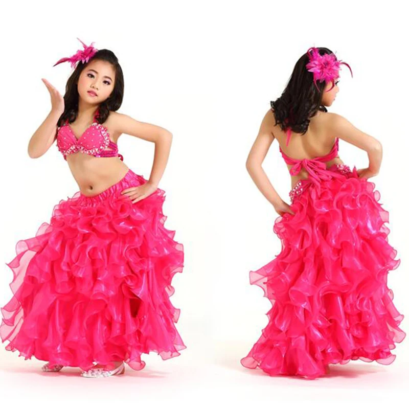 Children Belly Dancing Clothes 3-piece Oriental Outfit Bra, Belt, Skirt Girls Belly Dance Costume Set Professional #860