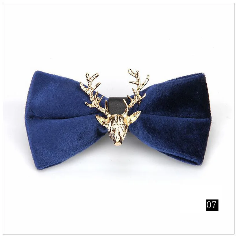 RBOCOTT New Novelty Christmas Elk Bow Ties Mens Pleuche Animal Bowtie Luksusowa solidna muszka dla mężczyzn Impreza Ślub Biznes