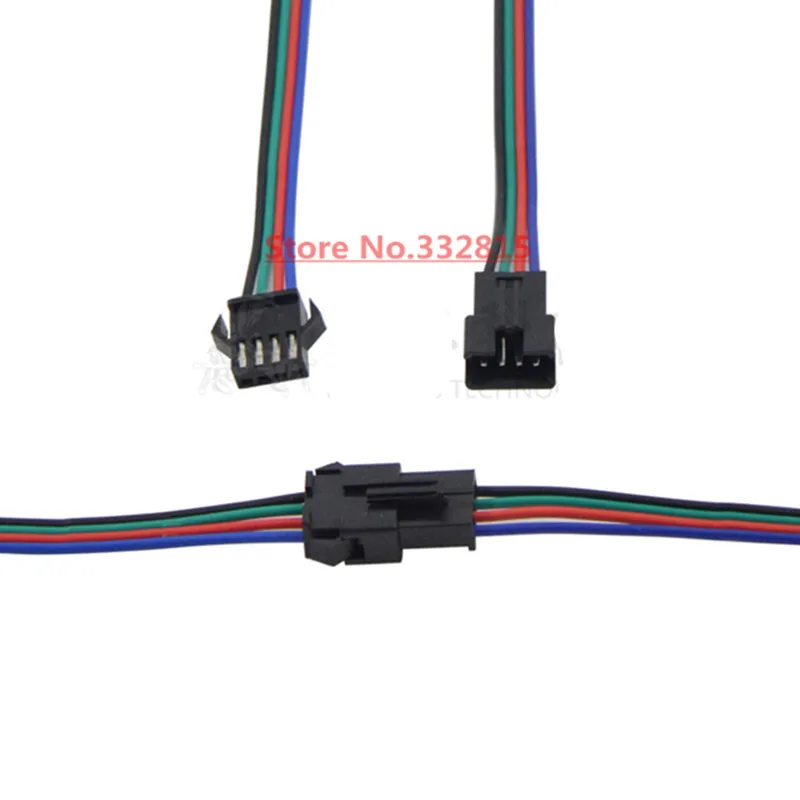 50pcs 4 pin 10cm Male and Female RGB connector Wire Cable For 3528 5050 LED Strip Wholesale