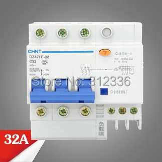 Free Shipping Two years Warranty NXBLE-32 DZ47LE-32 C32 3P 32A 3 pole ELCB RCD earth leakage circuit breaker  residual current