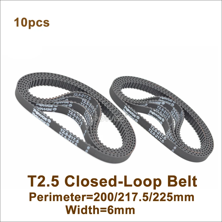 

POWGE 200 T2.5 Timing Belt Width 6mm Perimeter 200 217.50 225mm Teeth 80 87 90 T2.5 Closed-Loop Rubber Belt T2.5 Pulley 10pcs