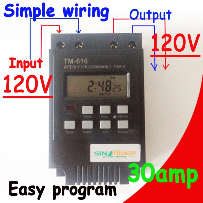 High Load 30A Time Relay 7 Days Programmable Digital Timer Switch Relay Control Time 110V 120V AC Din Rail Mount