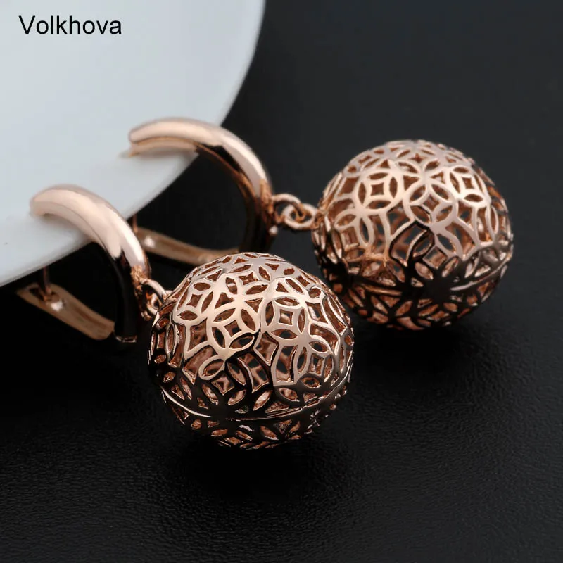 New Cute Earring 585 Rose Gold Color Big Earrings For Women Wedding Party Hanging Earrings Fashion Jewelry