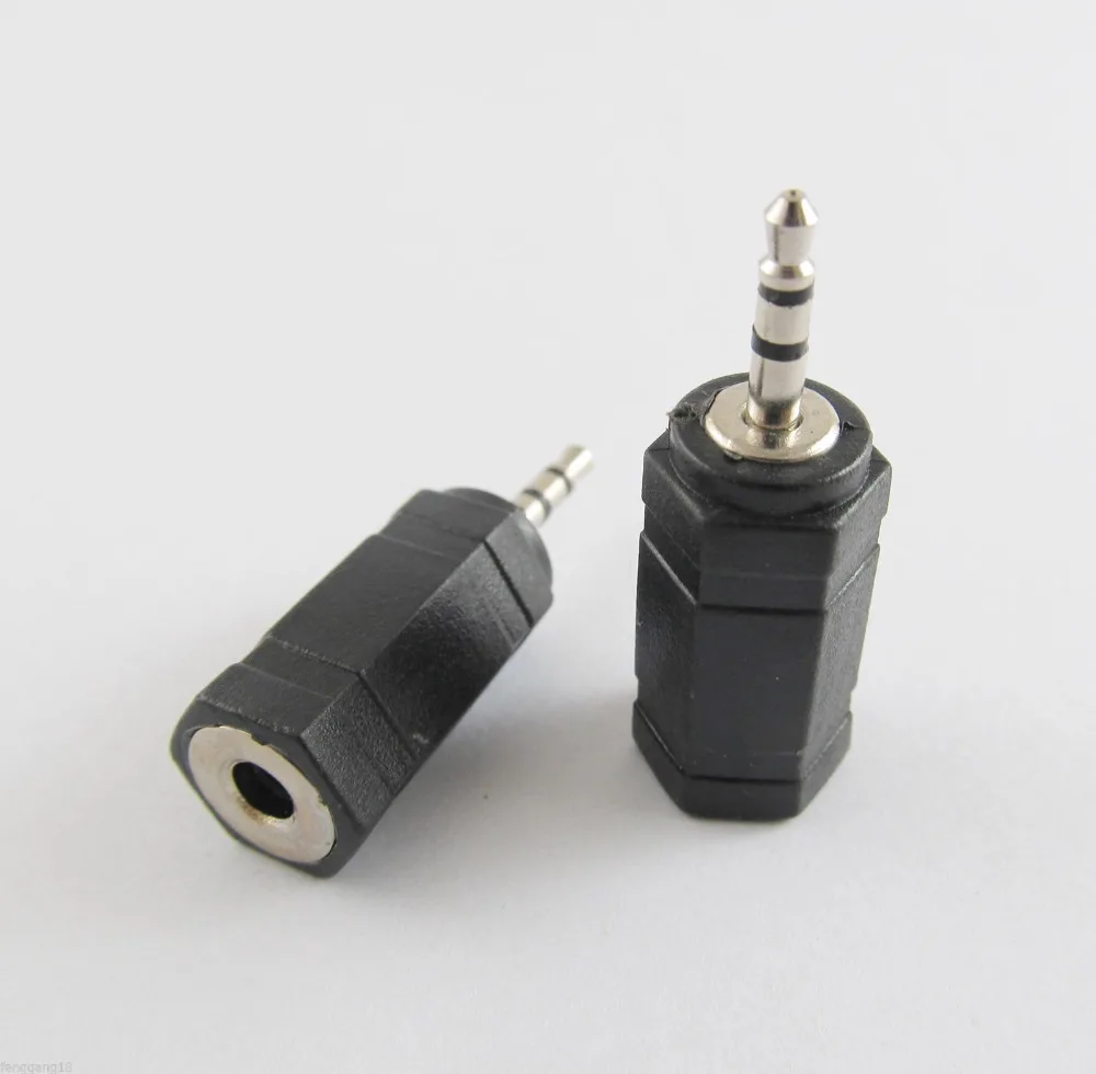 1 peça estéreo 2.5mm plugue macho para 3.5mm fêmea níquel conversor de áudio adaptador
