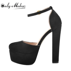 Onlymaker Summer Women's Platform Chunky High Heel Ankle Strap Sandals Pumps Round Toe Buckle Strap Party Dress Mary Jane Shoes