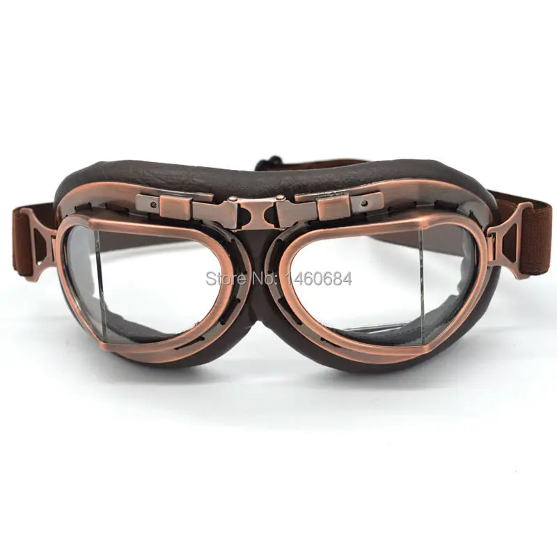 New Vintage Leather Motorcycle Goggles Pilot Motorbike Retro Jet Helmet Eyewear  Glasses