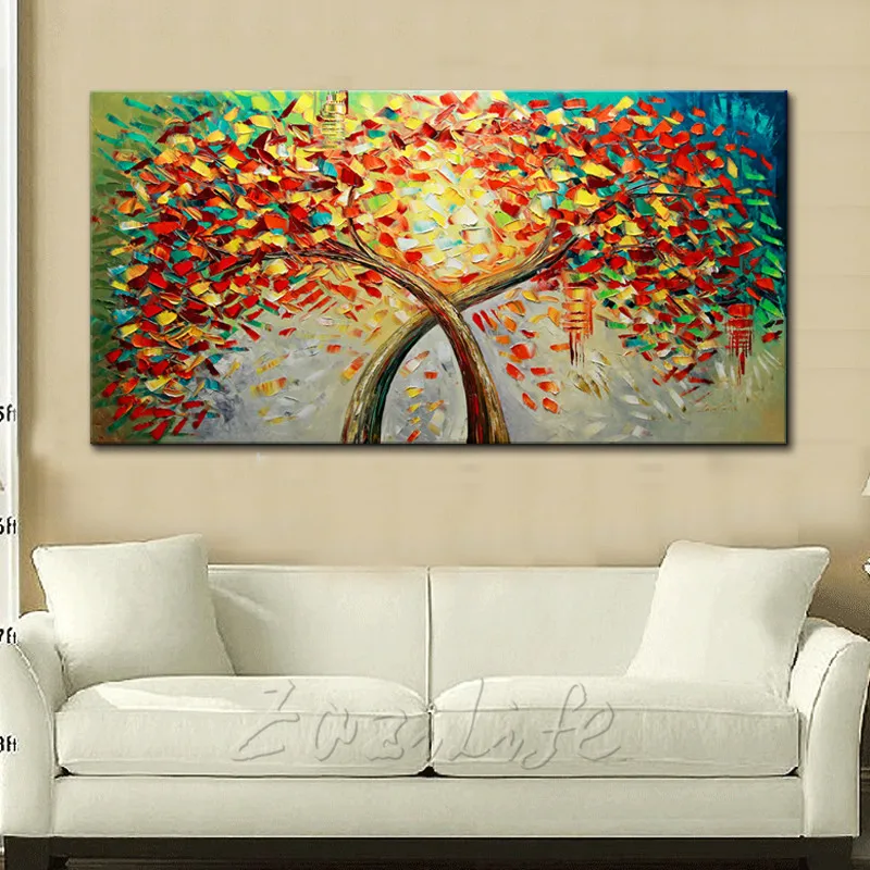 

Canvas Painting Hand Painted palette knife 3D texture Flower Tree Wall Pictures For Living Room Christmas decorations for home72