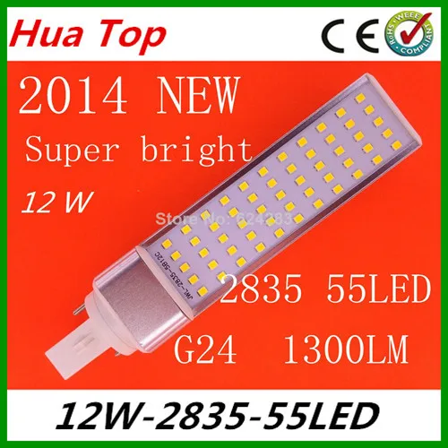 

15pcs X 2016 NEW G24 12W Led Light Horizontal Plug Lamp 55 LED 2835 SMD LED Bulbs lamps High Lights AC85V-265V White/Warm white