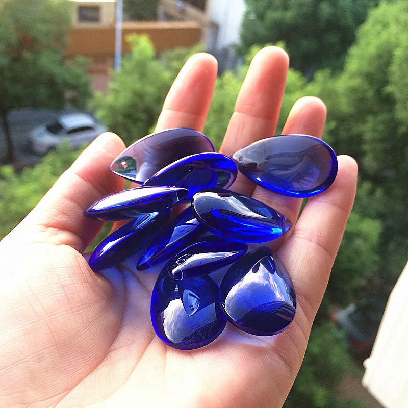 Free Rings 10pcs 38mm Blue Color Glass Chandelier Parts Crystal Raindrop Prisms For Curtain Pendants Garden Hanging Decoration image 3
