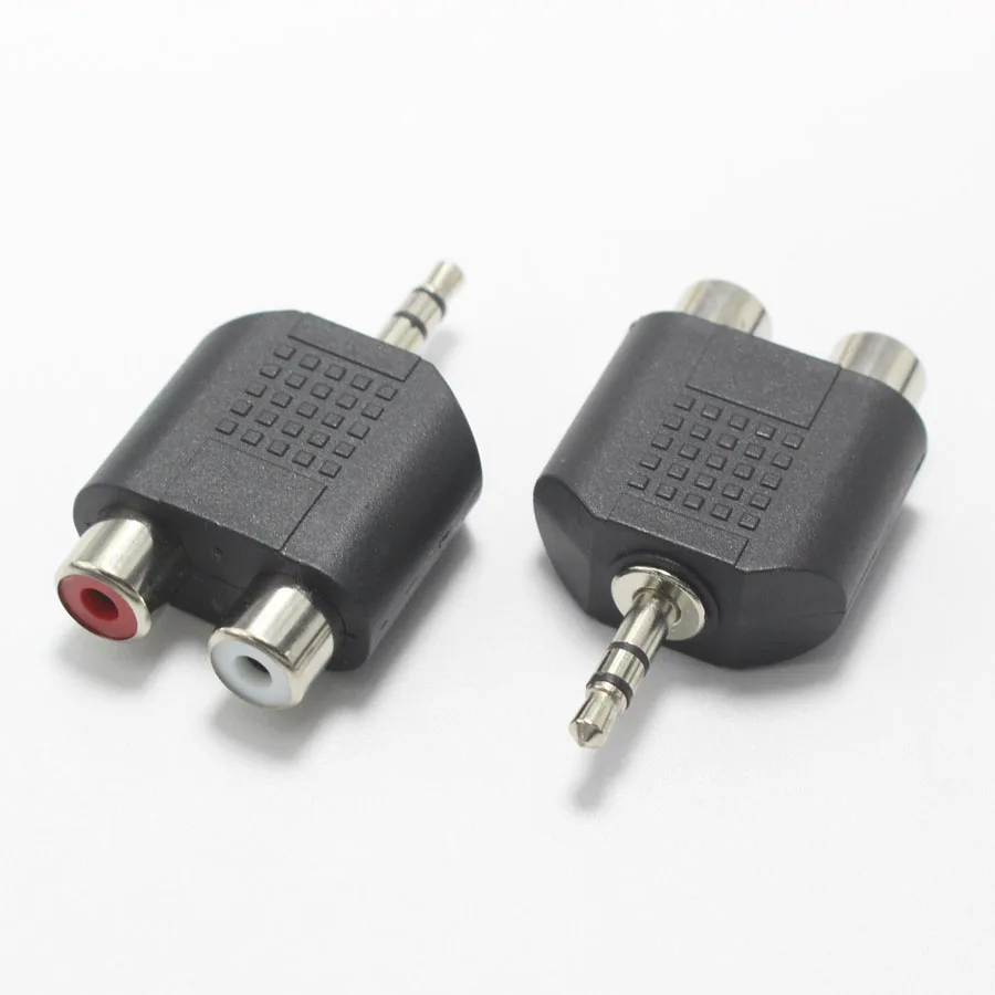 1/3/5pcs nickel plated 3.5mm 3 Pole Male plug to RCA Female jack 3.5 Audio Connector 2 in 1 Stereo Headset Dual Track Headphone