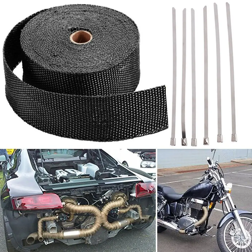 Fiberglass Exhaust Wrap Header Turbo Pipe High Heat Insulating Tape Black Car 5mx5cmx2mm