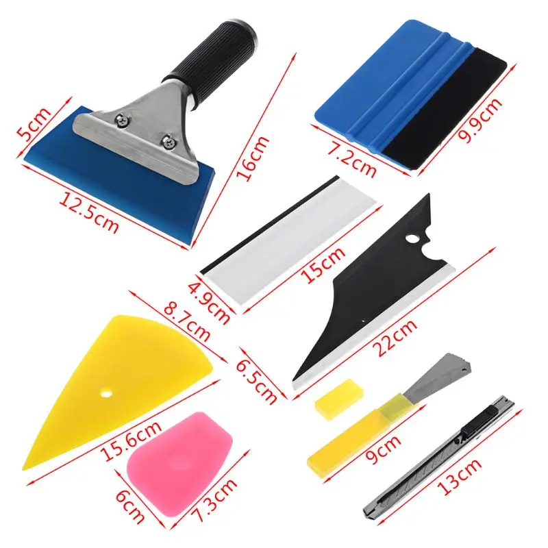 8 Pcs Car Window Tint Wrapping Vinyl Tools Squeegee Scraper Applicator Kits Set Car Body Film