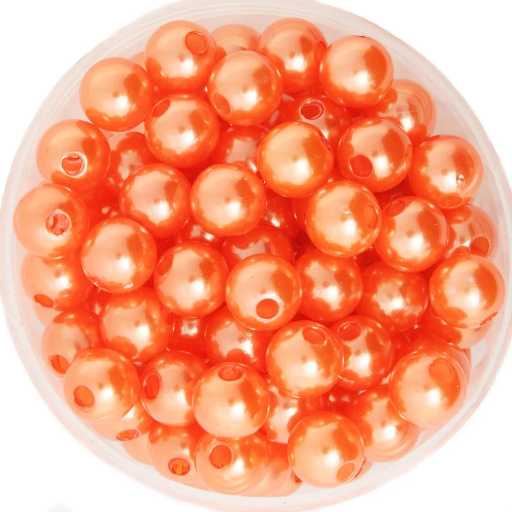 Approx 10mm Dia. 180pcs/lot Orange Round Imitation Plastic Pearl Beads Wholesale & Retail for You to DIY CN-BSG01-04ORR