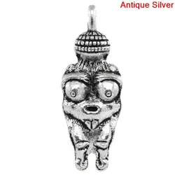 DoreenBeads Retail Charm Pendants Venus Of Willendorf Fertility Goddess Pregnancy Silver Color 3.3x1.2cm,20PCs