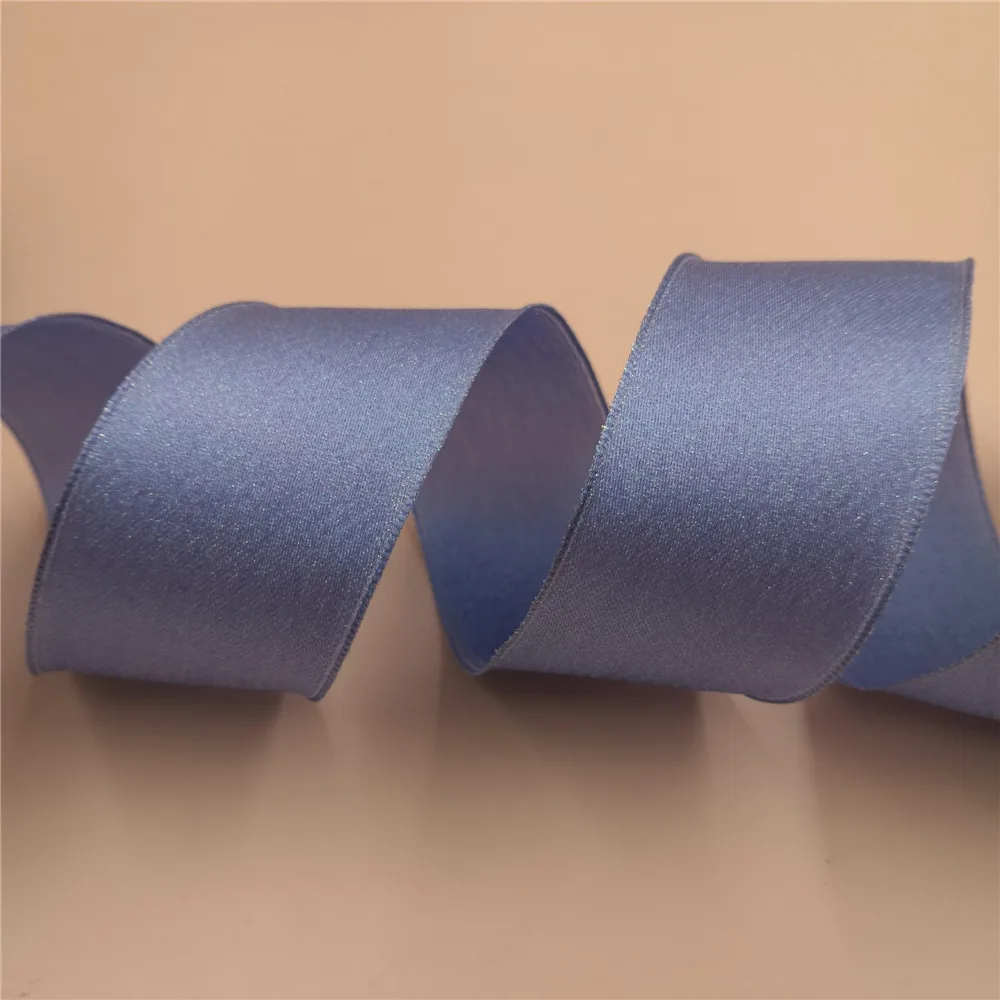 38MM X 25yards Shiny blue wire edge satin ribbon for gift box wrapping flower decoration N2155