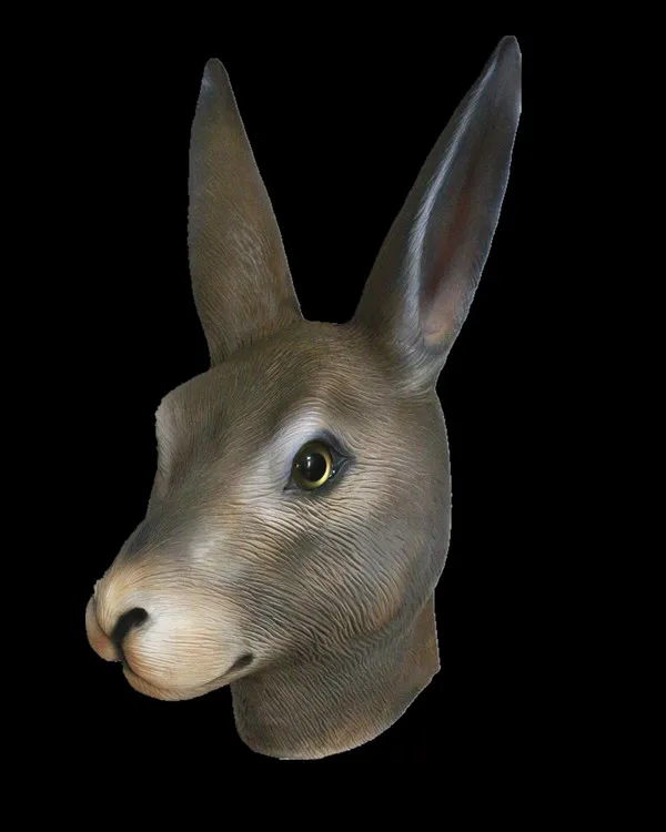 Promotional  Realistic  high-quality   fancy costume latex  grey rabbit  mask  Halloween prop