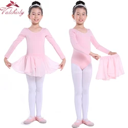 Girls Gymnastics bodysuit Leotard Dance Costume Ballerina Dress Kids Ballet Tutu Dress Long Sleeve Children Skirt Separate