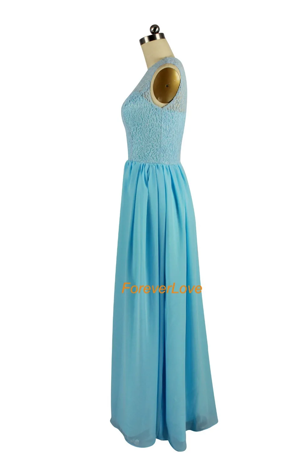 Robe de soirée longue en mousseline de soie, col rond, sans manches, ligne A, bleu, robe de bal de standing, taille 2 4 6 8 10 12 14 16