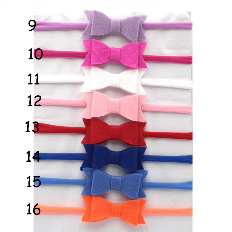 2016 New baby girl boy spandex nylon headband children skinny stretchy Non-Marking headwear Bowknot elastic hair Band 16 Colors