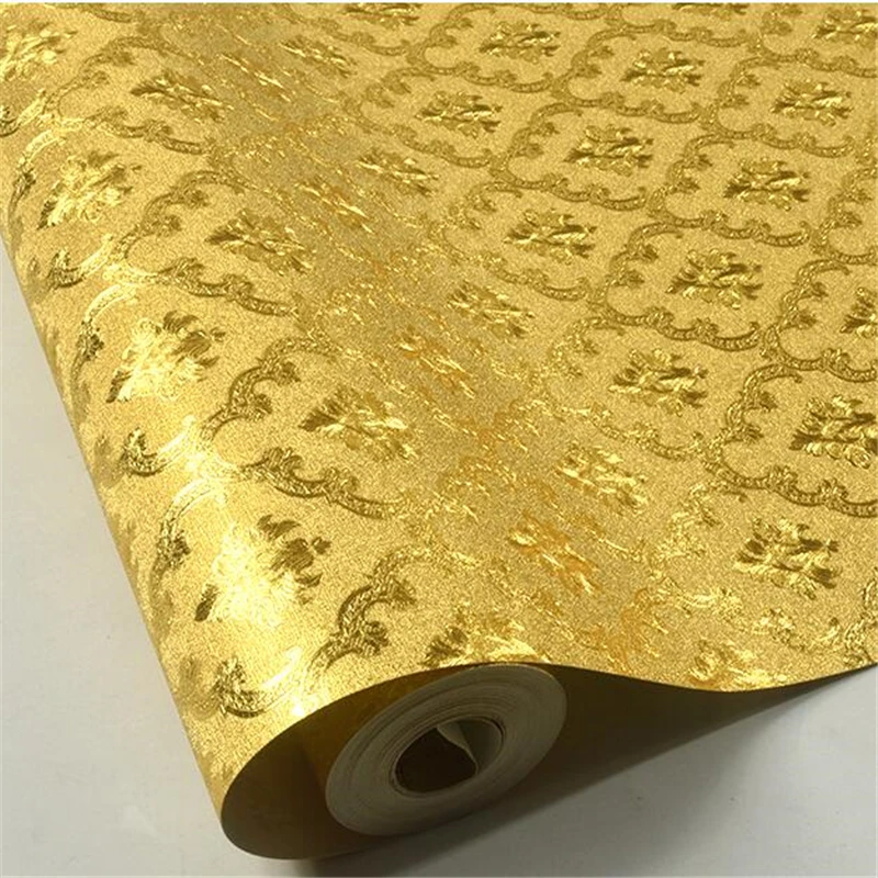 beibehang Gold Foil wallpaper Gold Silver KTV Hotel Bedroom Living Room Continental Brushed Ceiling Wallpaper Papel de Parede