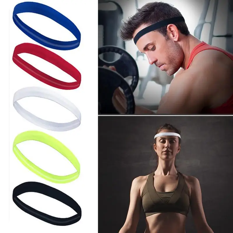 Sports Headband Men&Women Head Sweat Band Running Football Tennis Headscarf Silicone Anti-slip Elastic Sweatband Yoga HairBand