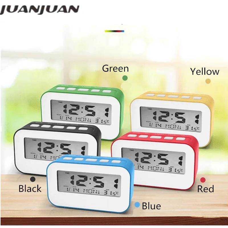 Digital Display Alarm Clock Music Desk Thermometer Clock With Snooze Backligh Function Month Date Clock Table Decoration 40% Off