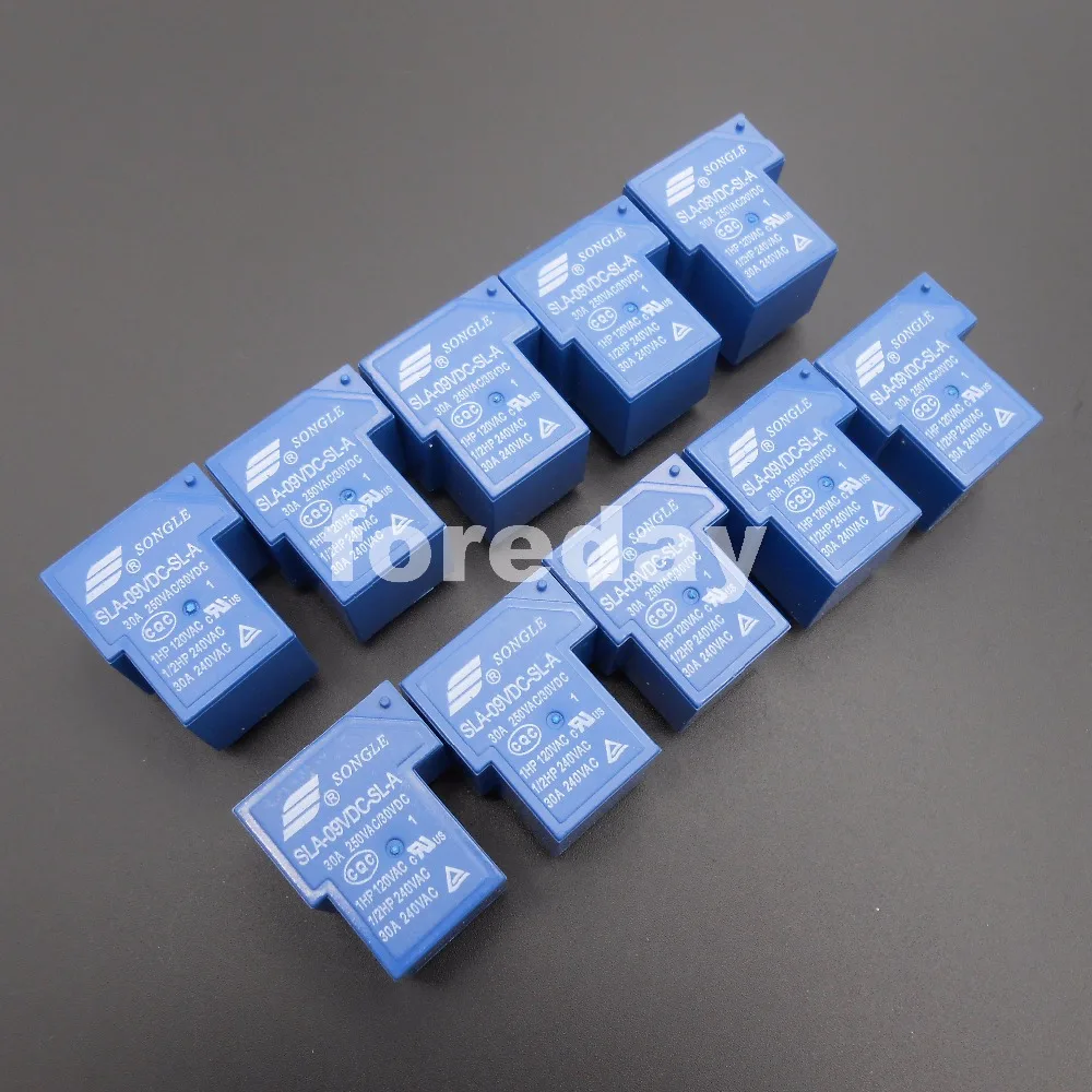 HQ 5PCS Blue SLA-09VDC-SL-A 4 Pins SONGLE R Power Relay 9V DC SPST SLA Original 30A Switching 20A/30VDC 250VAC NEW*FD437X5