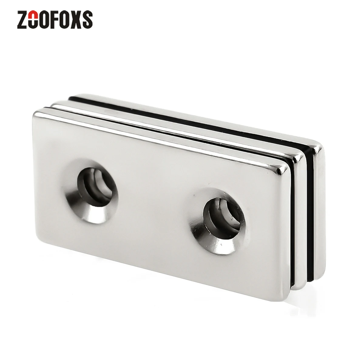 ZOOFOXS 2pcs 40x20x3mm Double 5mm Hole Block Countersunk Neodymium Magnet Rare Earth Powerful Strong Magnets 40*20*3mm