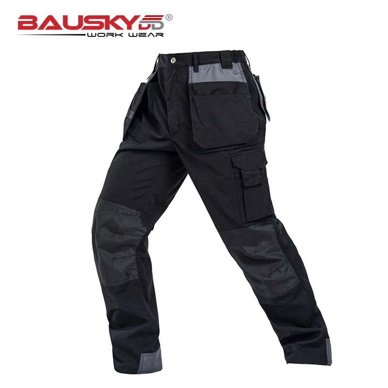 Bauskydd Durable workwear Polycotton men\'s wear-resistance multi-pockets grey cargo trousers work pants men workwear