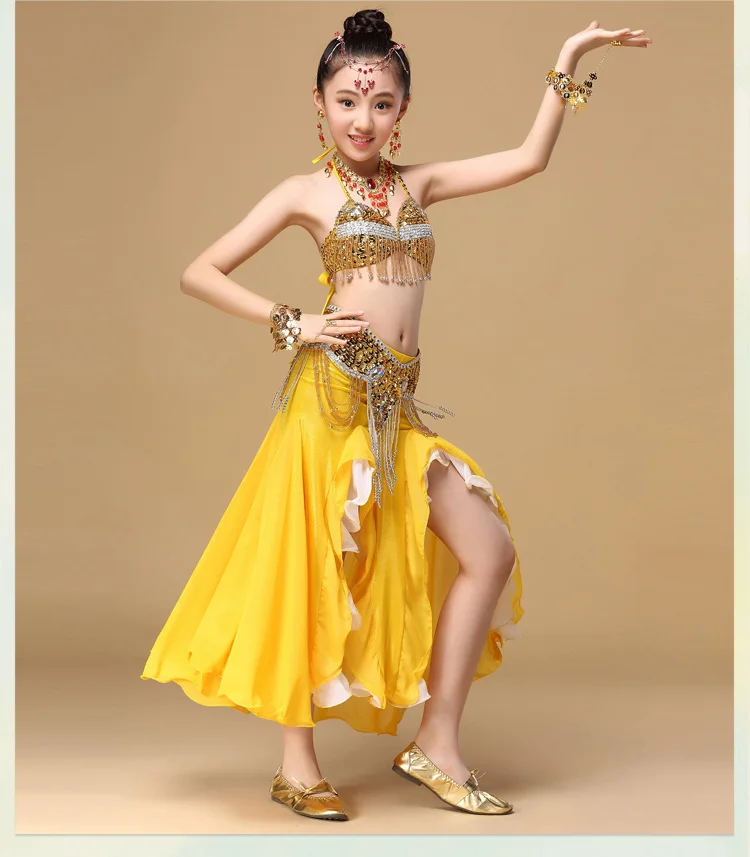 New Style Belly dance costume clothes wear kids dance child bellydance children gift indian dance 2pcs-3pcs Bra&Belt&Skirt CW001