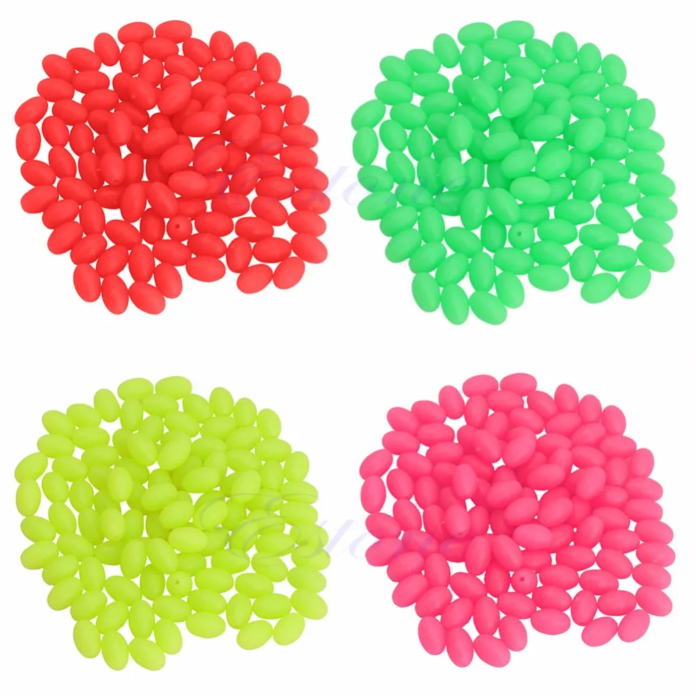 Oval Hard Luminous Fishing Beads Sea Fishing Lure Floating Float Tackles 6 Colors 100PCS/SET S28