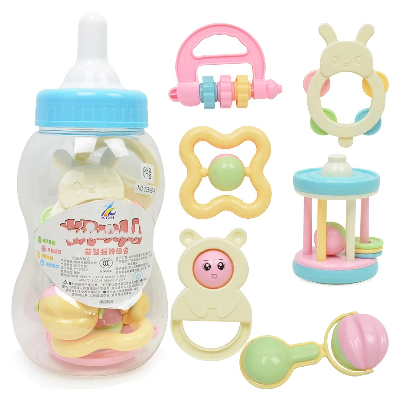 Simulated Feeding Bottle Rattle Suit Baby Toy Ring the Bell Teether Newborn Molar Tool Bed Bell Gift Toys for Baby