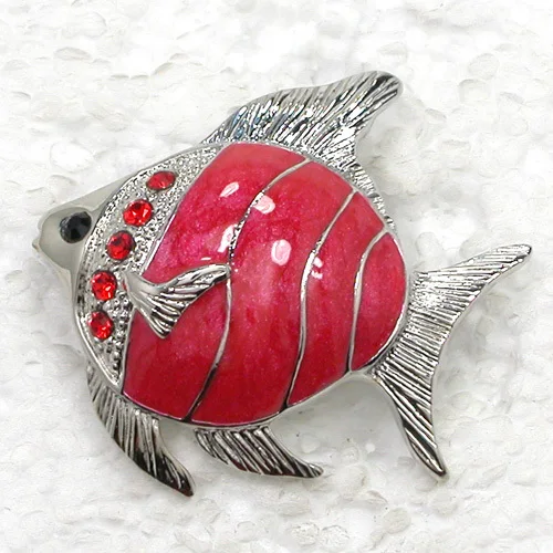 60pcs/lot Mixed Color (Can Notes Color) Wholesale Fashion Brooch Rhinestone Enamel Fish Pin brooches Christmas Gift C101218