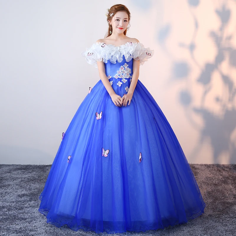 freeship ruffled slash collar butterfly medieval dress Renaissance Gown queen Victorian/Marie Antoinette/ball gown Belle Ball