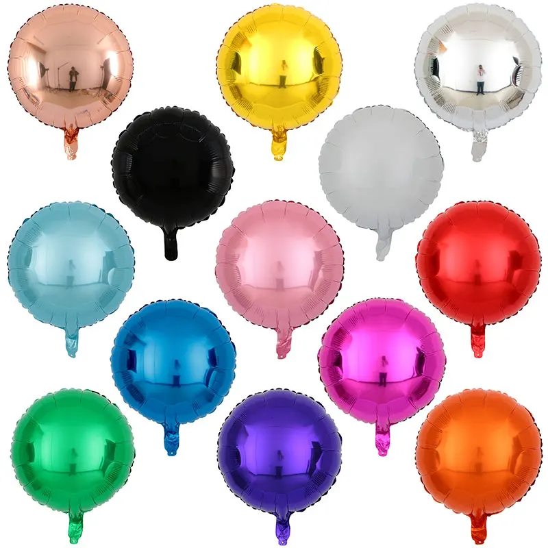 Ballon en aluminium rond pur métallique, décoration de mariage, fête d'anniversaire, ballon macaron à hélium, album de ballons ronds, 10 pièces, 18 po