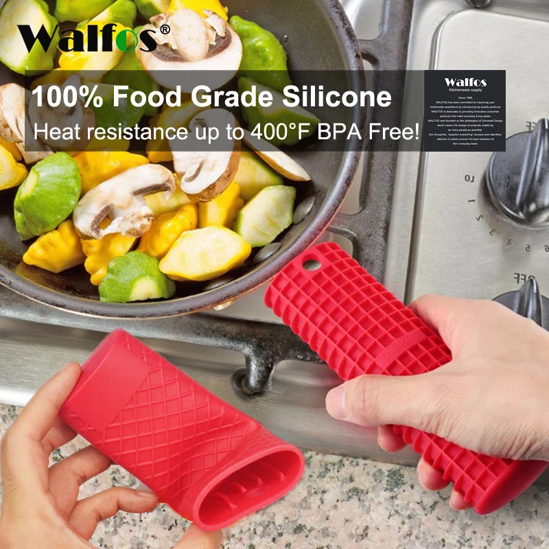 WALFOS Heat Resistant Thick Silicone Pot Holder Kitchen Tool Silicone  Non-Slip Pan Handle Mitts Cover Insulation