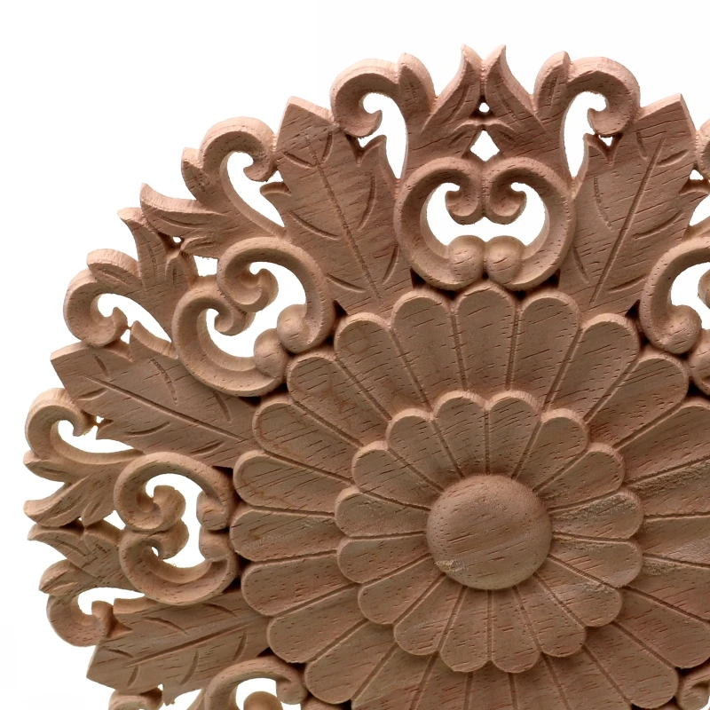 RUNBAZEF Boutique Lots Wood Carved Onlay Applique Unpainted Flower Walls Cabinets Door Vintage Home Decoration Accessories Decor