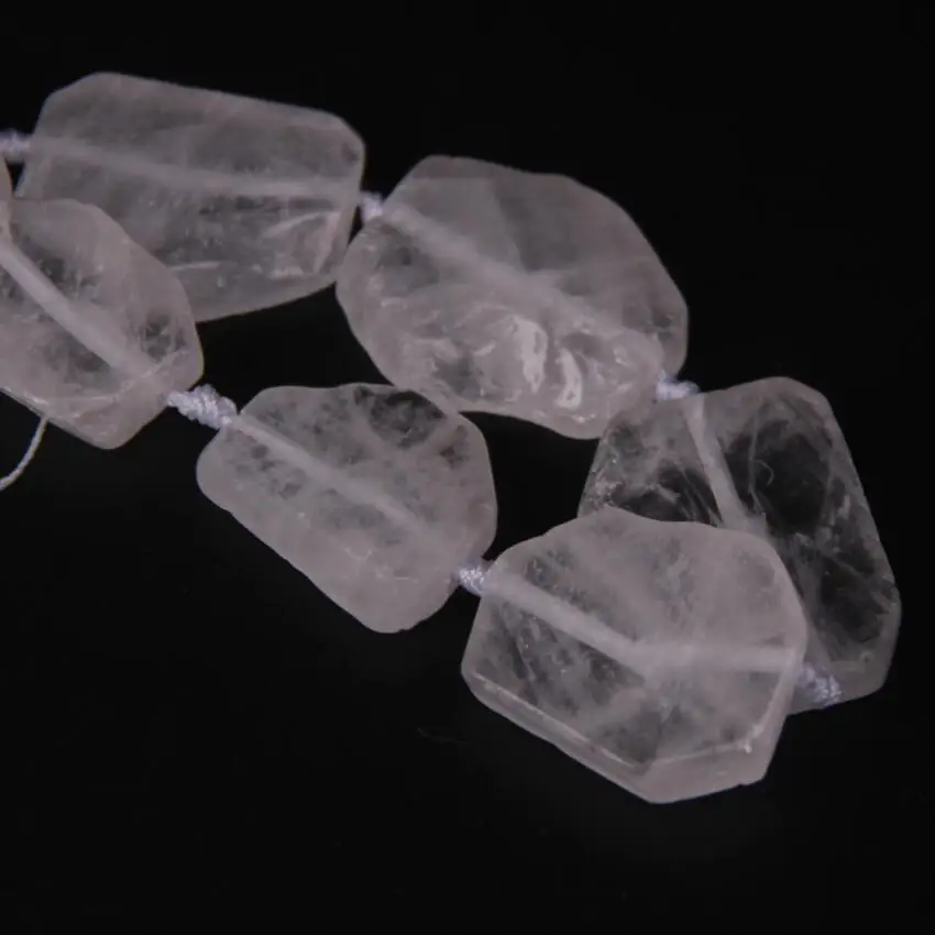 9-10PCS/strand Raw Crystal Slab Slice Loose Beads,Natural White Rough Quartz Stone Gems Nugget Pendants Jewelry Making Supplies