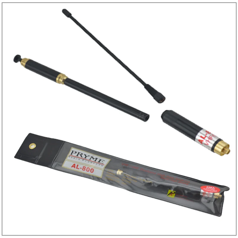 PRYME AL-800 AL 800 AL800 SMA-F SMA-Female Telescopic VHF/UHF Dual Band High Gain Extendable Antenna(SMA-Female Connector)