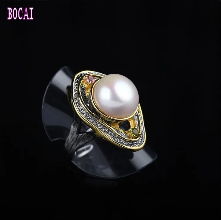 

925 silver inlaid baroque pearl ring banquet jewelry female jewelry woman's ring