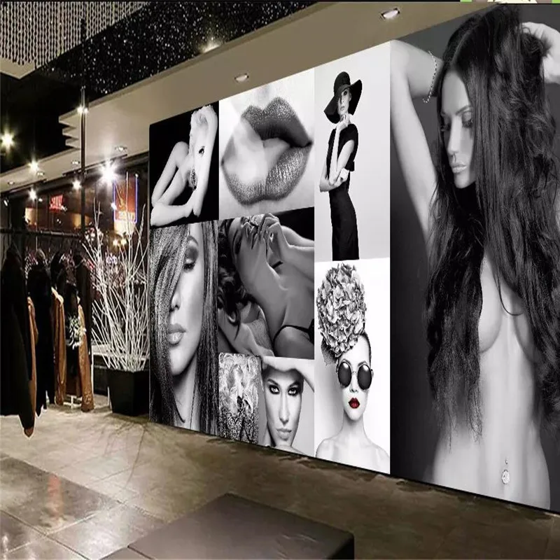 

Black and white sexy beauty background wall professional production mural wholesale wallpaper custom poster photo wall