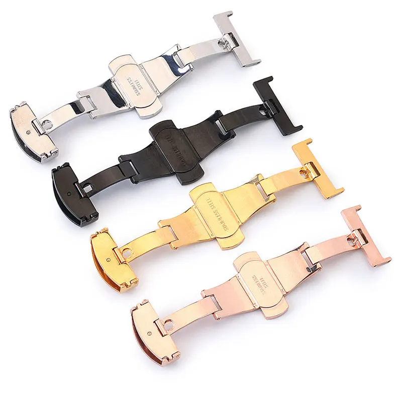 Edelstahl-Uhrenverschluss Doppel-Druck-Schmetterlingsverschluss 18mm 20mm 22mm 24mm 14/16mm Uhrenzubehör UTHAI – Detail 3
