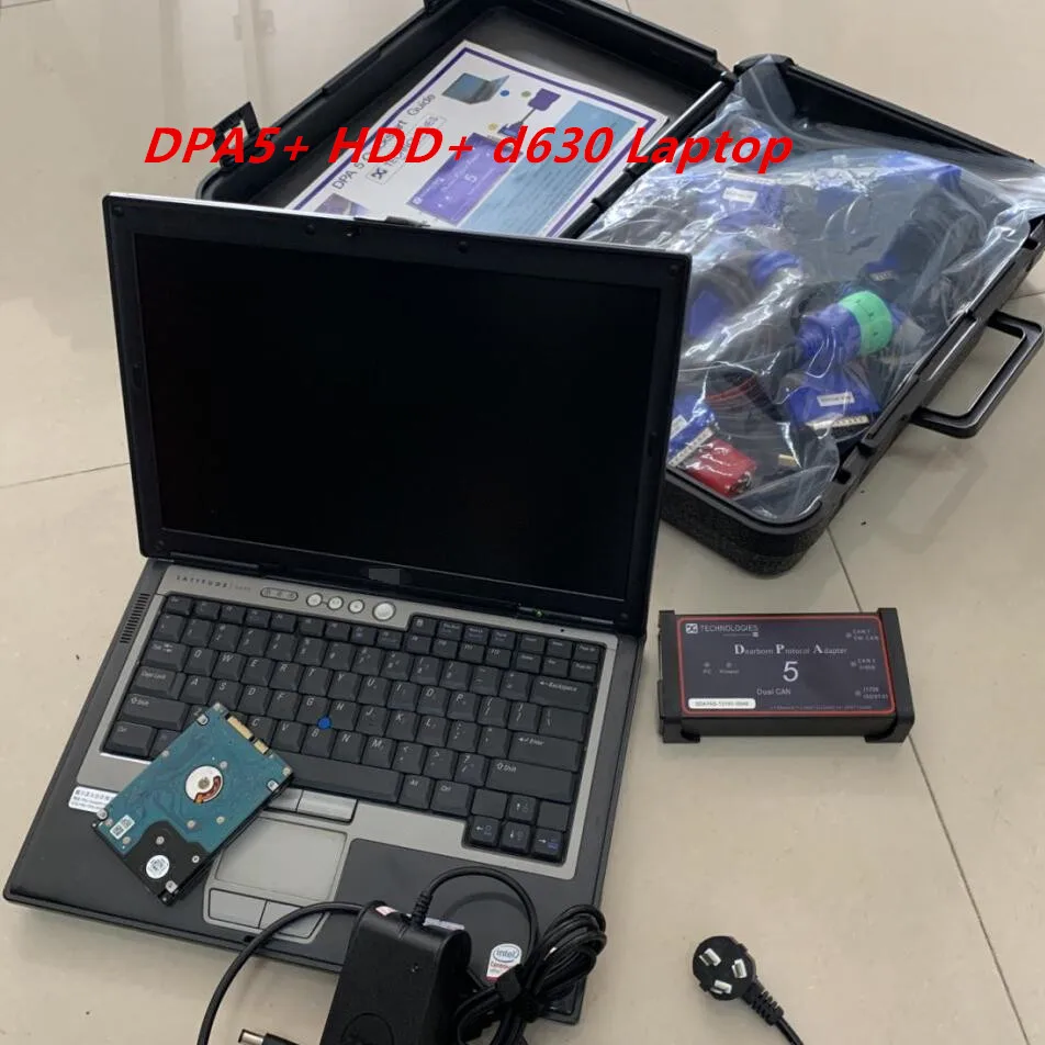 DPA 5 Diesel Truck Diagnostic Scanner Tool Full Cables with Laptop D630 4g Diagnostic Computer DPA5 Commercial Maintence Tool