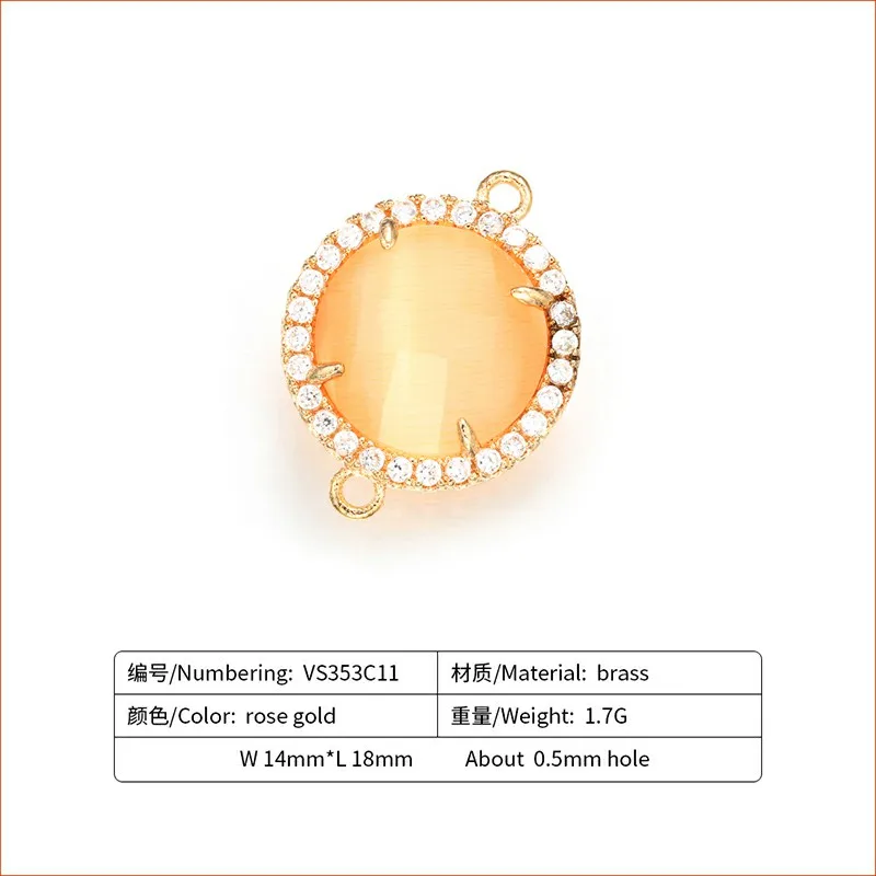 ZHUKOU 14x18mm Mooie Messing Zirconia Ronde Kristal Connectors voor Ketting Handgemaakte sieraden maken bevindingen model: VS353