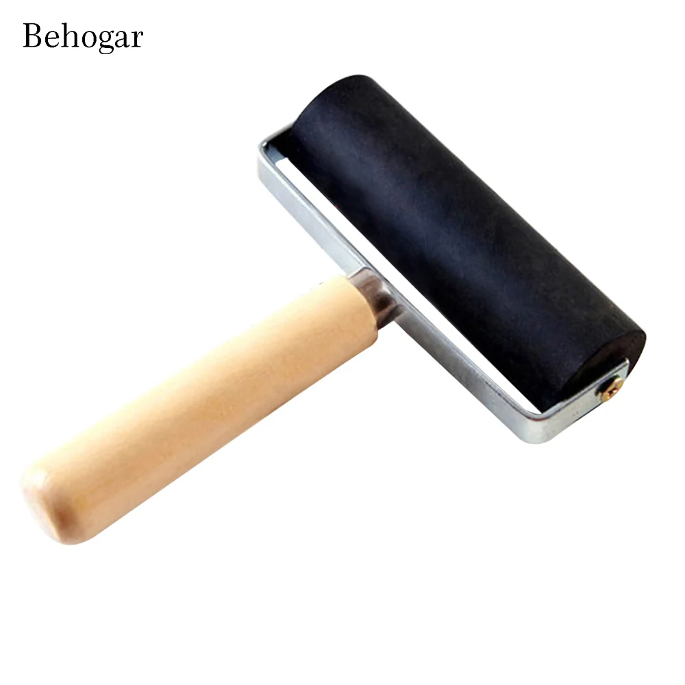 Behogar 10cm Printing Roller Tools Scrapbook Wallpaper Stamping Ink Glue Spreading Hard Rubber Brayer Printmaking Art Craft